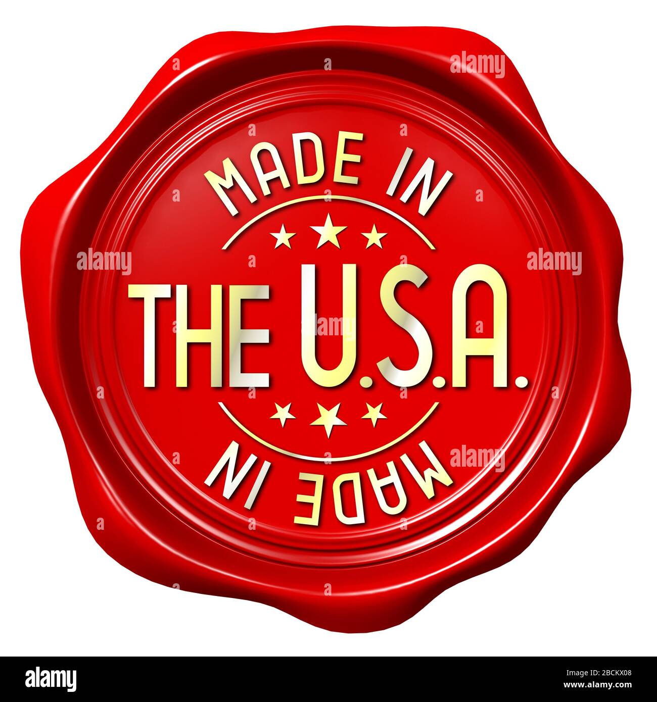 Red wax seal - made in the USA Stock Photo