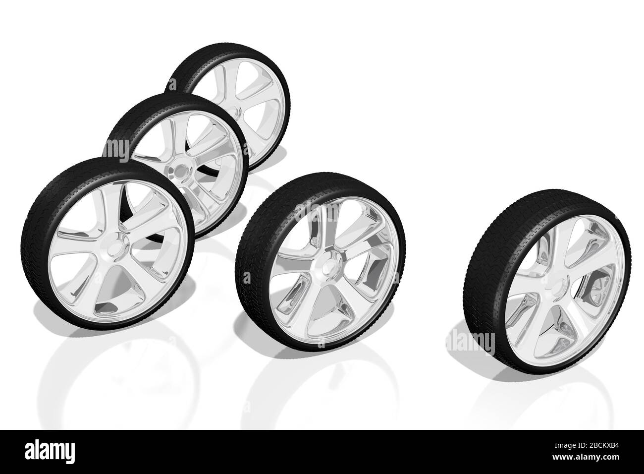 3D wheels, tires illustration Stock Photo Alamy