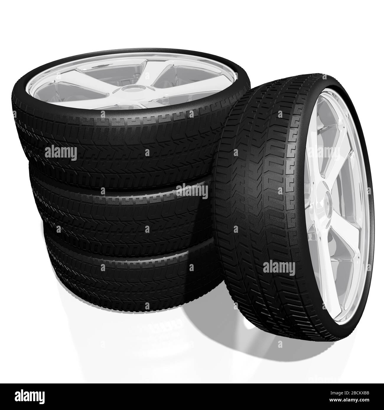 3D wheels, tires illustration Stock Photo Alamy