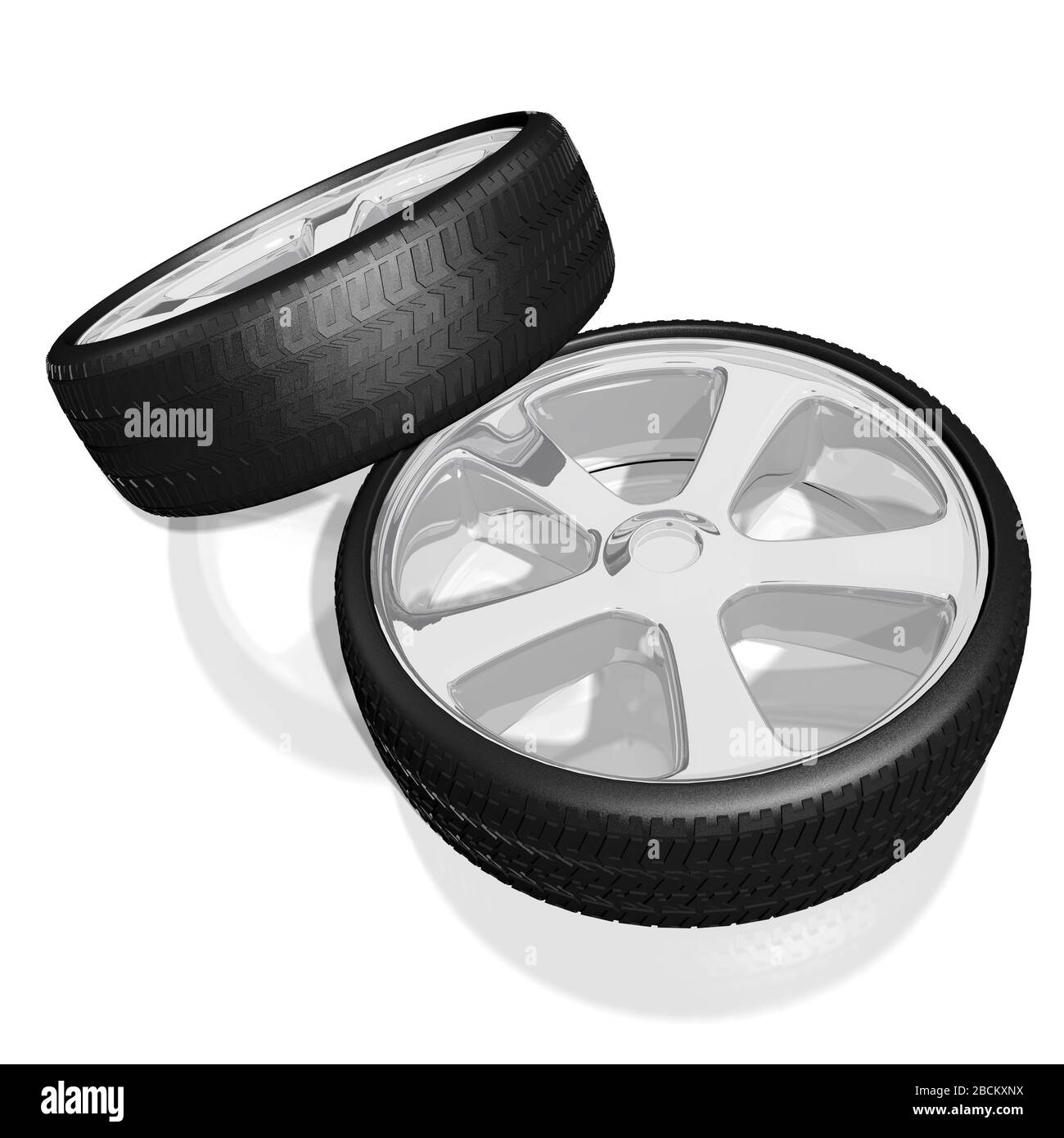 3D wheels, tires illustration Stock Photo Alamy