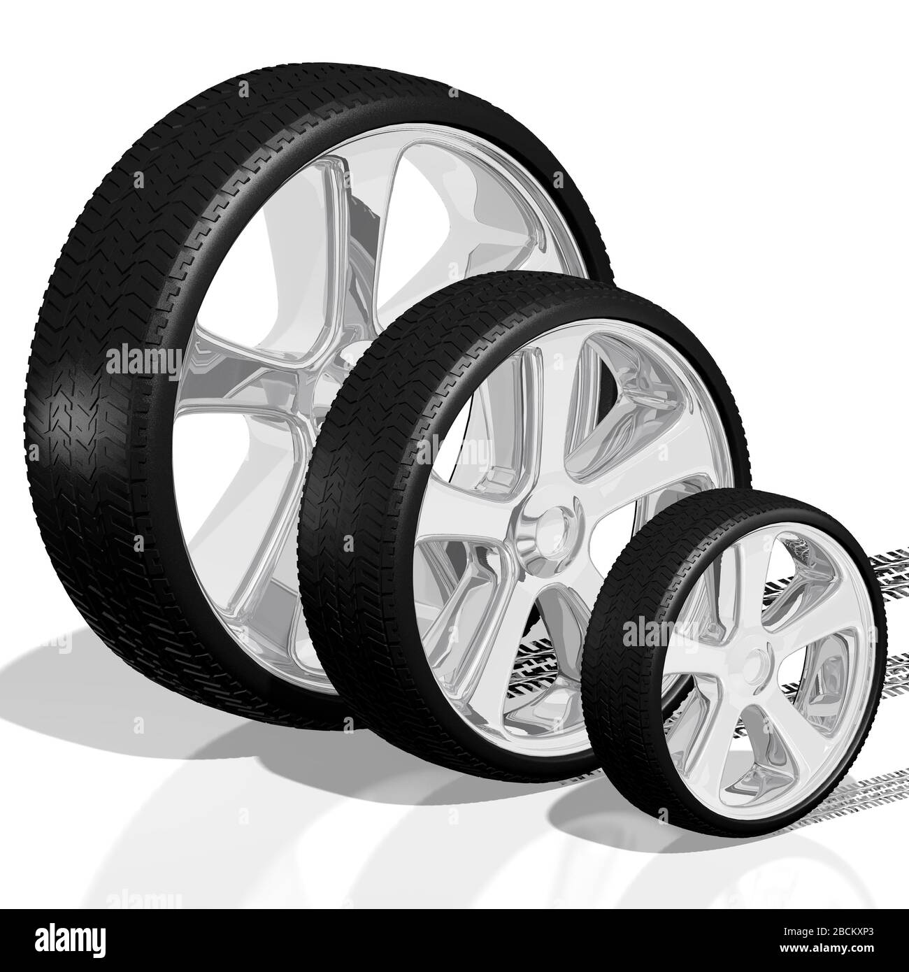 3D wheels, tires illustration Stock Photo Alamy