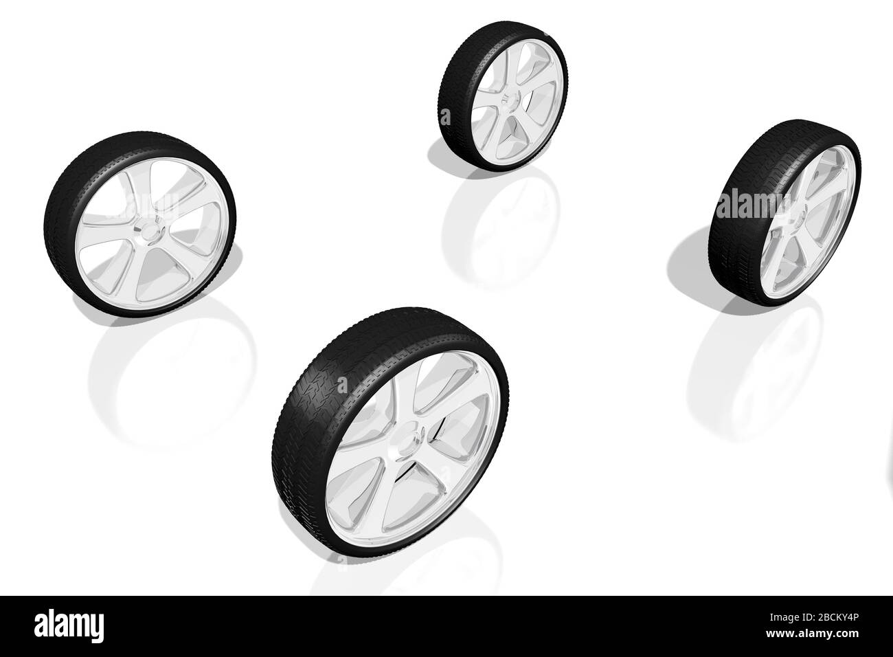 3D wheels, tires illustration Stock Photo Alamy