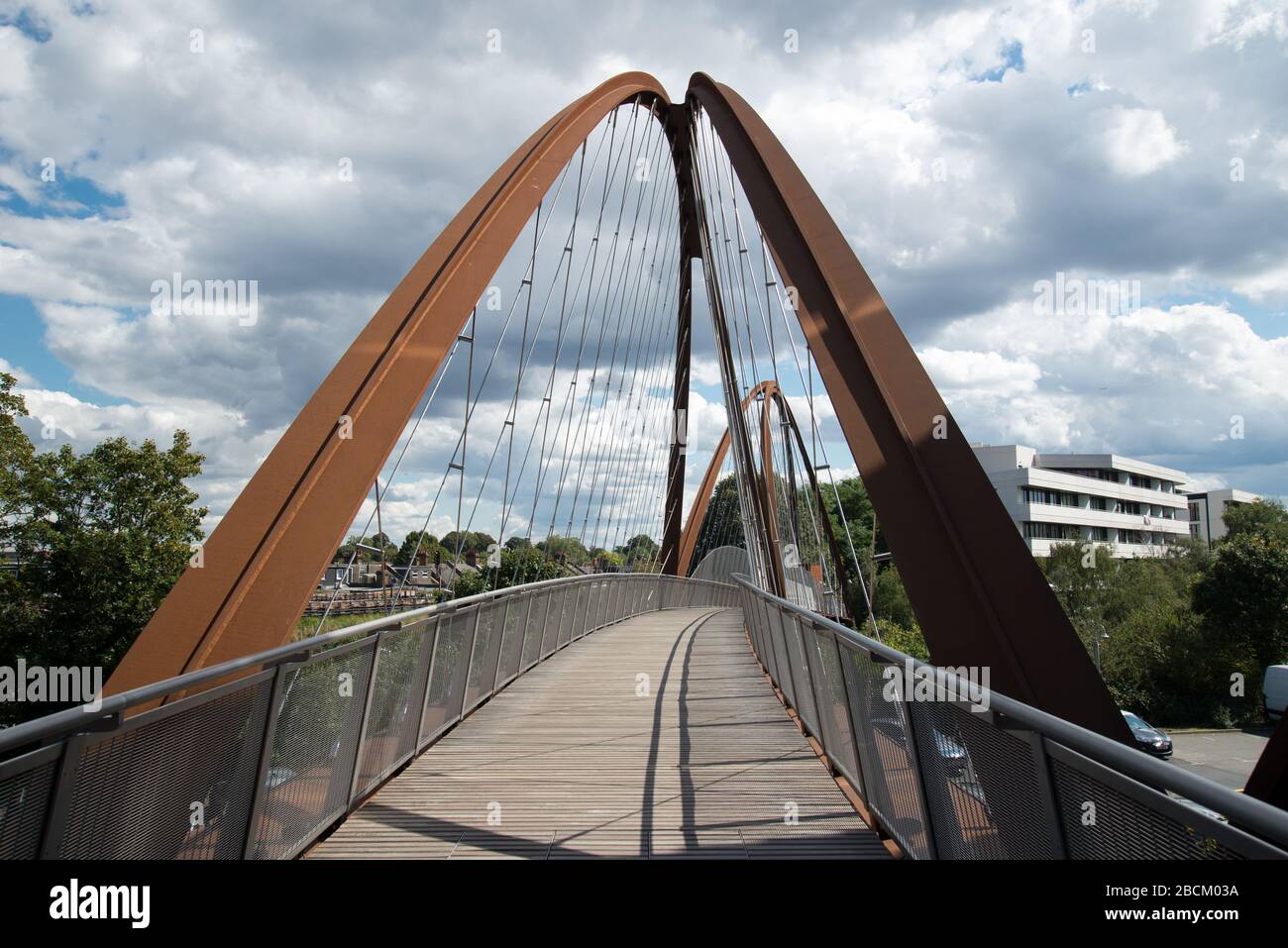 Pedestrian Footbridge Chiswick Business Park/ Gunnersbury Triangle Nature Reserve, Chiswick, London, W4 by Expedition Engineering & Useful Studios Stock Photo