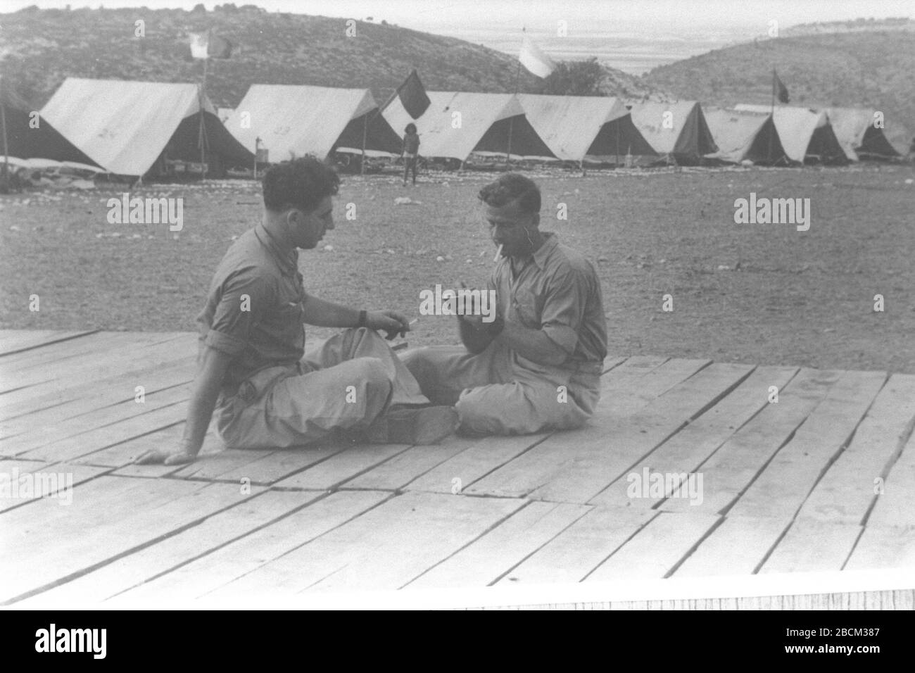 English Shimon Peres L With One Of His Colleagues At The Noar Haoved Summer Camp In Zichron Yaacov C U I U U O E I U I I I I I E I E U O I Ss O E N O I U O