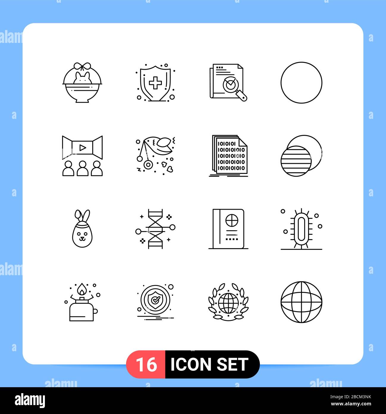 Modern Set of 16 Outlines and symbols such as multimedia, film, search, cinema, circle Editable Vector Design Elements Stock Vector