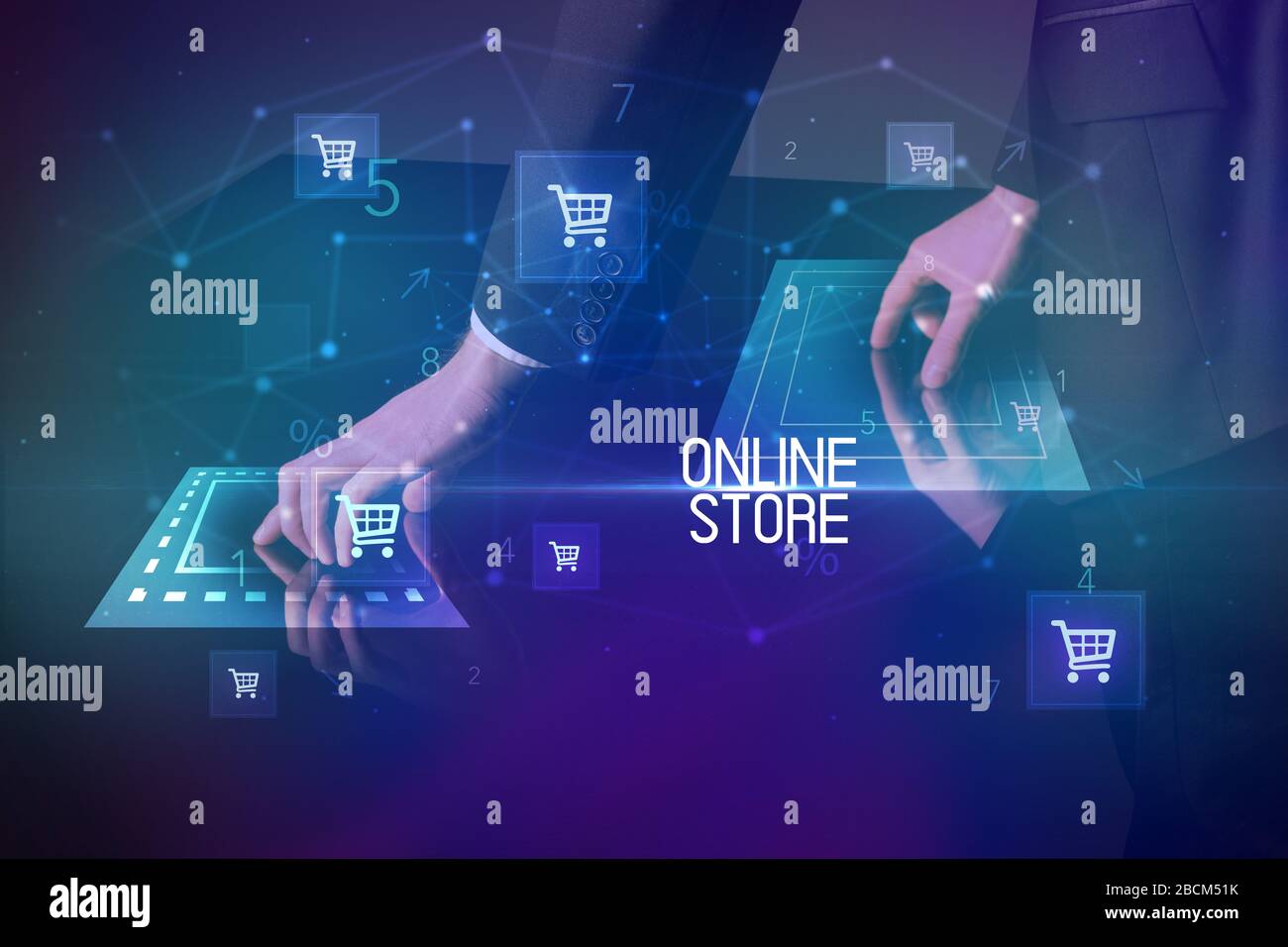 Online shopping with ONLINE STORE inscription concept, with shopping ...