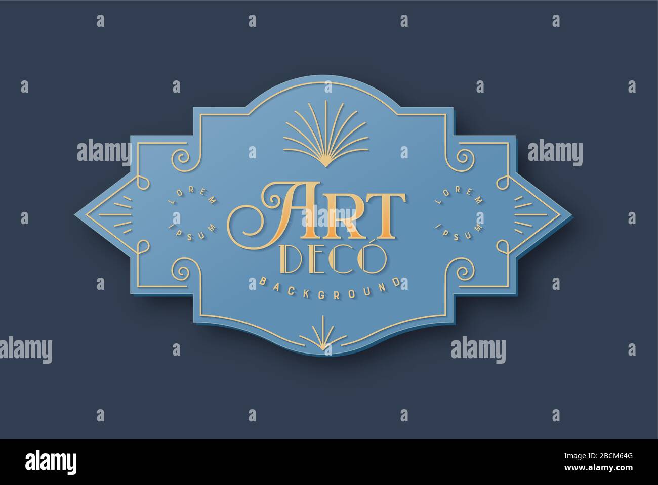Art deco background template in vintage style. Isolated retro 3D frame with traditional geometric line decoration, text quote and ornate border. Stock Vector