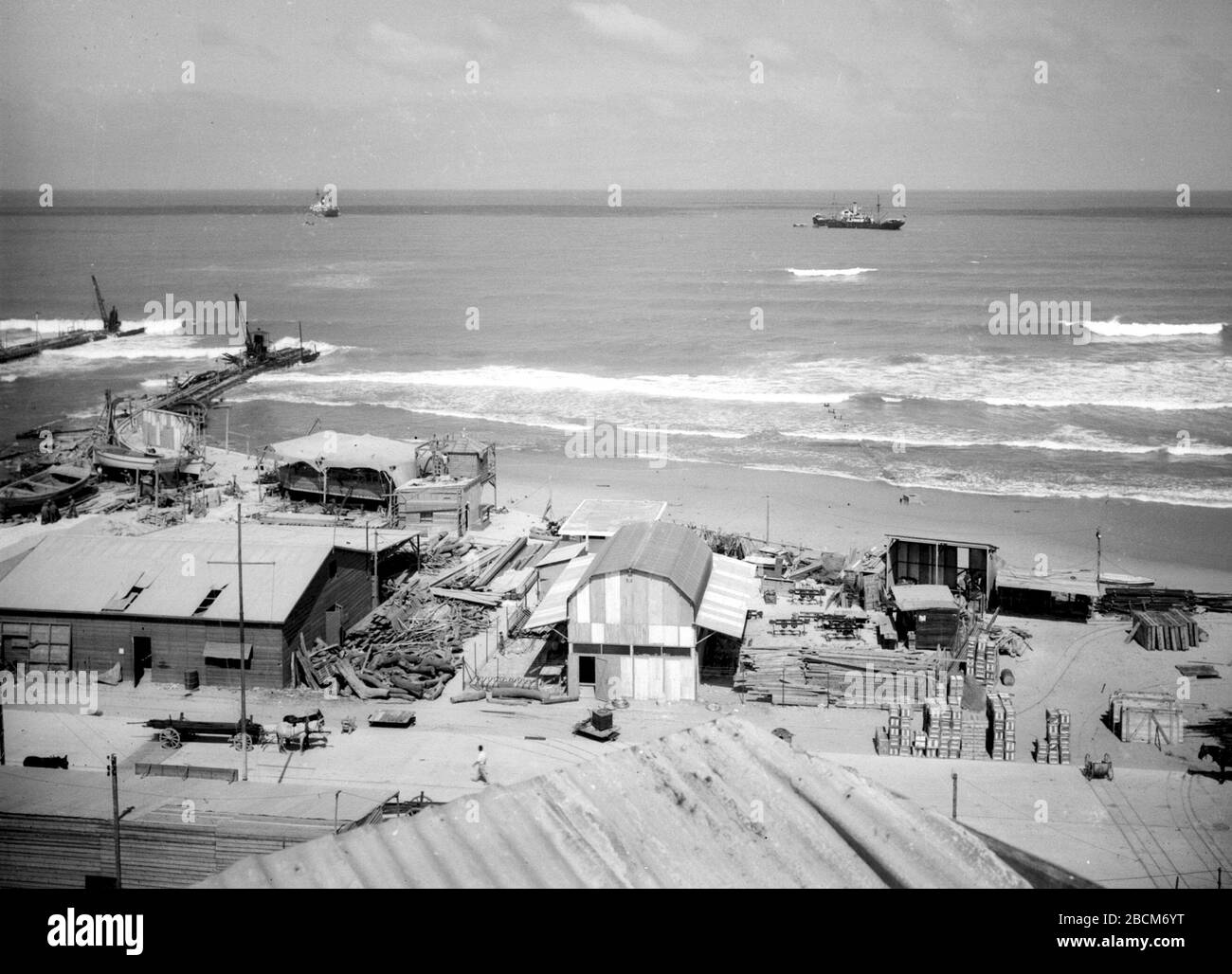 English The 2nd Of 2 Panoramic Photos Of The Tel Aviv Port U E I I U O C U U U U E E O E 17 July 1937 This Is Available From National Photo Collection Of Israel Photography Dept