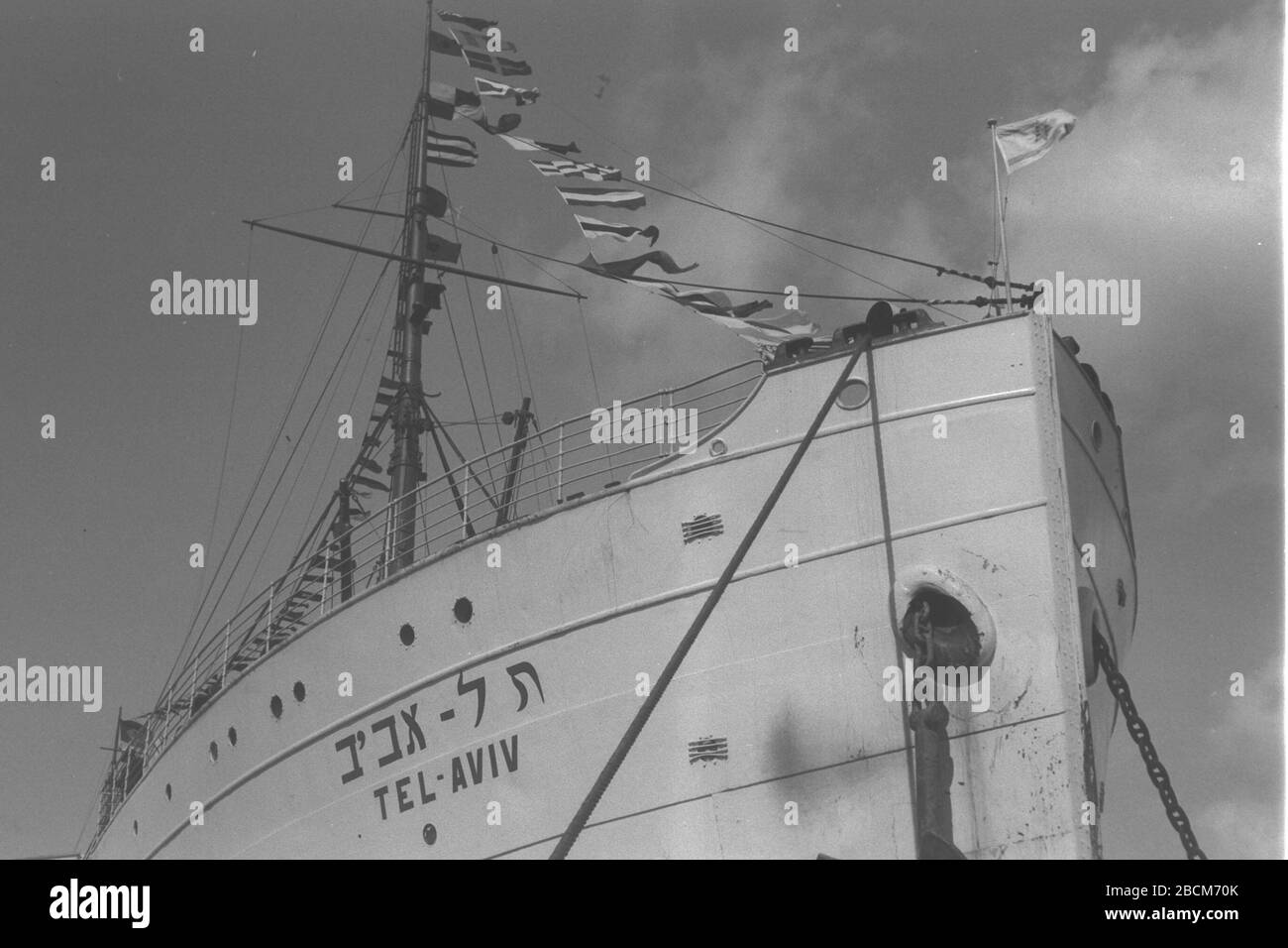 English The 3700 Ton Passenger Steamer Tel Aviv Of The Palestine Shipping Company On The Day Of The Maiden Voyage From Haifa Port To Trieste I C Ss E I O O I I O U U E E O E C U O E
