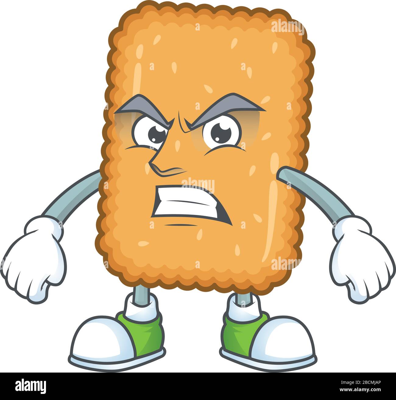 Mascot design style of biscuit with angry face Stock Vector
