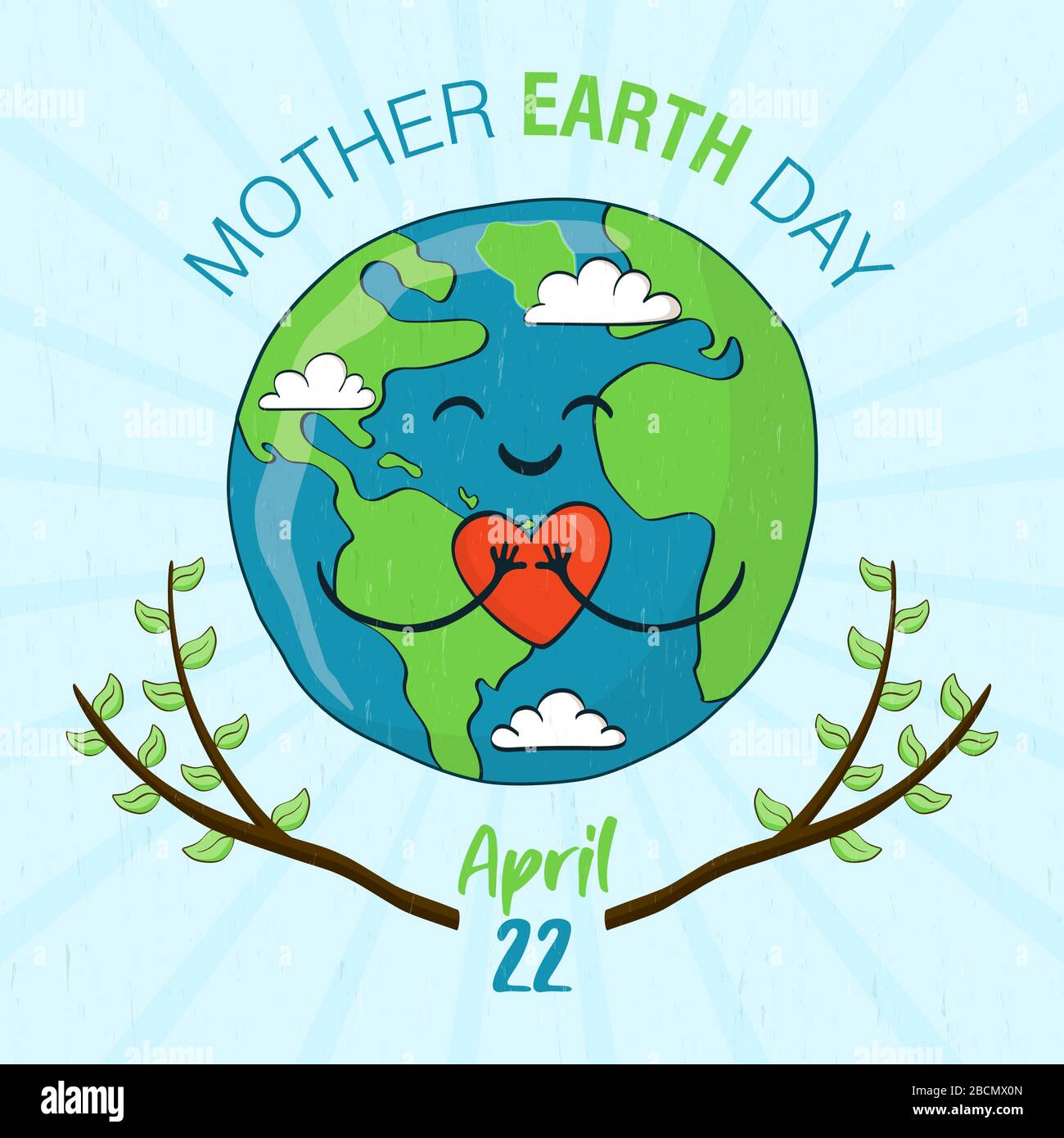 Mother earth day greeting card with cute hand drawn planet holding heart,  green world love. Environment help cartoon concept for nature campaign or  ec Stock Vector Image & Art - Alamy