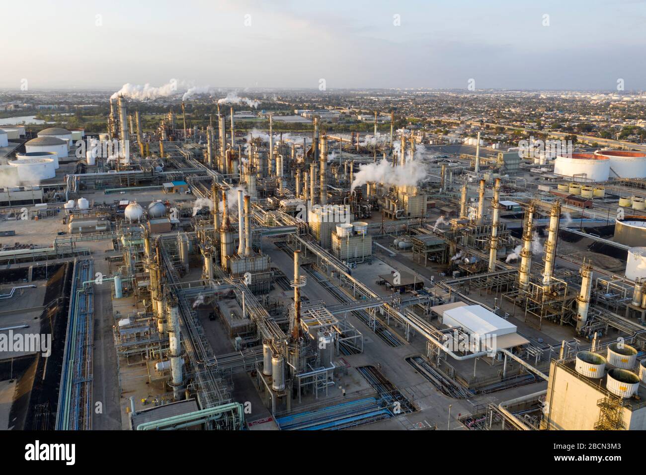 Aerial view of oil refinery Stock Photo