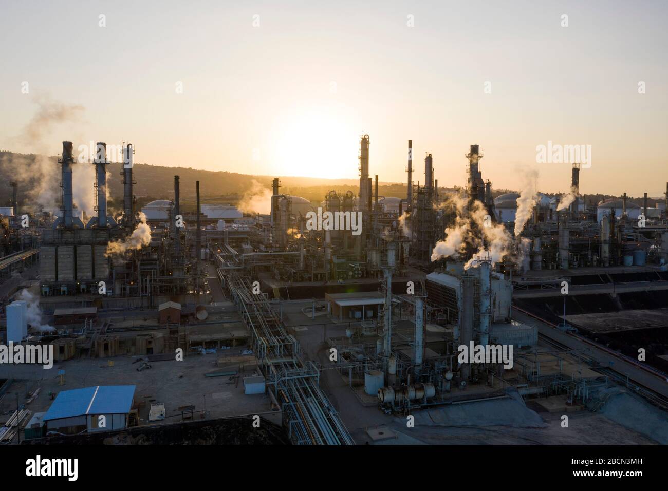 Aerial view of oil refinery Stock Photo - Alamy