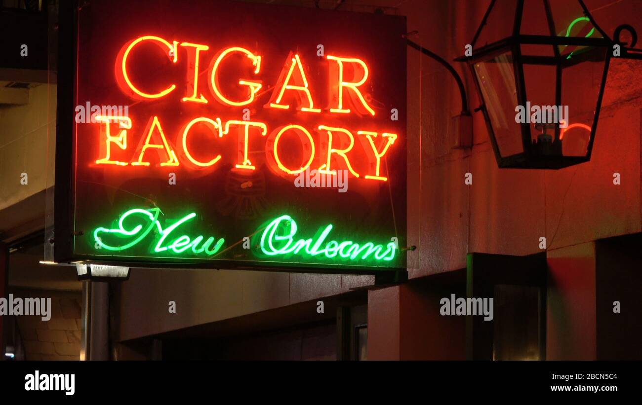 Cigar Factory in New Orleans French Quarter - NEW ORLEANS, USA - APRIL 17, 2016 - travel photography Stock Photo