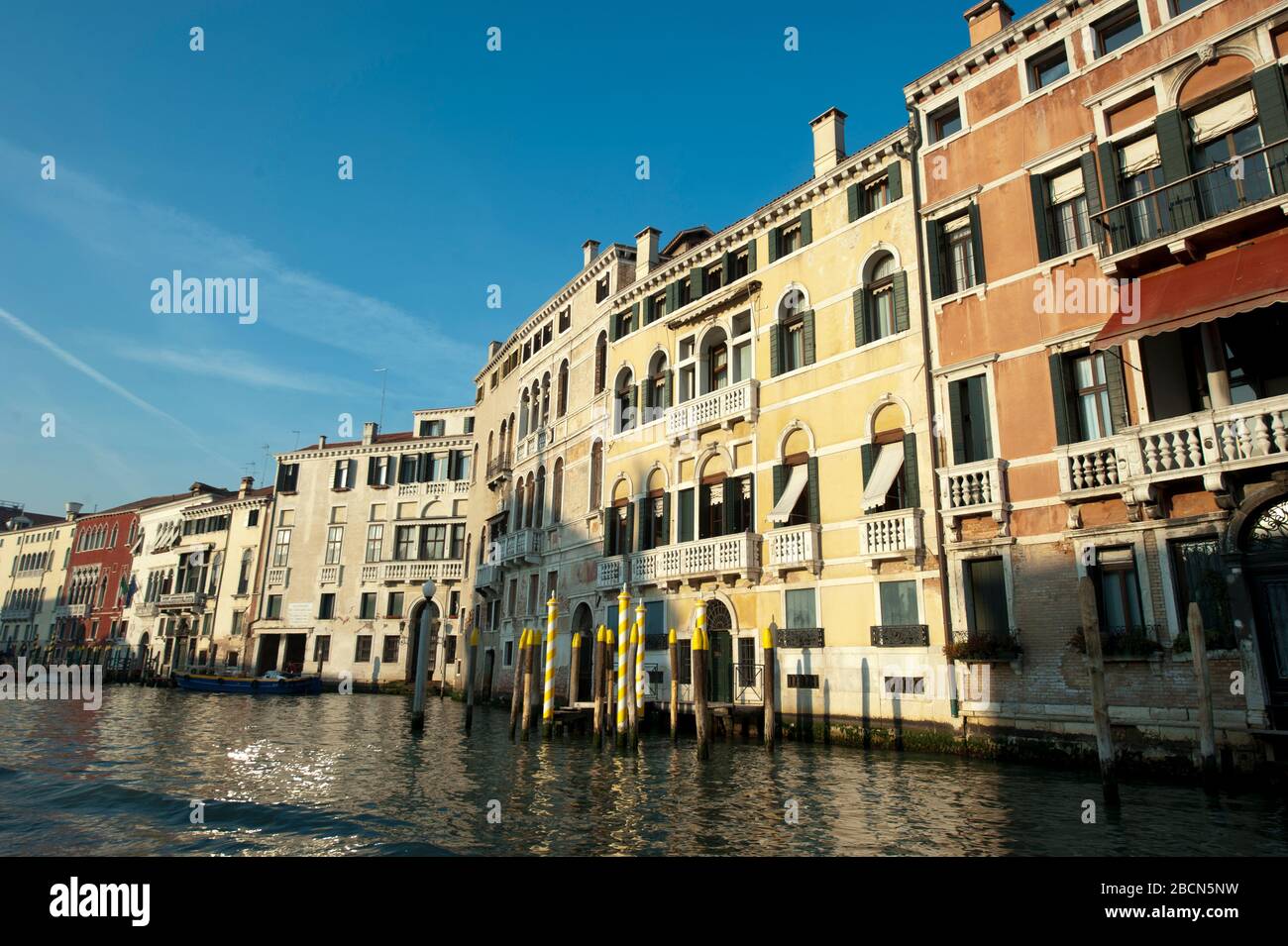 Villas along Grand Canal, Venice, Italy Stock Photo