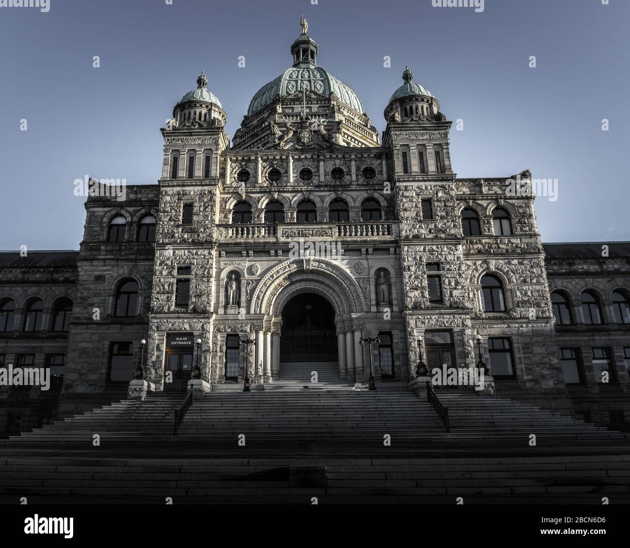 British Columbia Parliament building in majestic Victoria inner harbor Canada Stock Photo