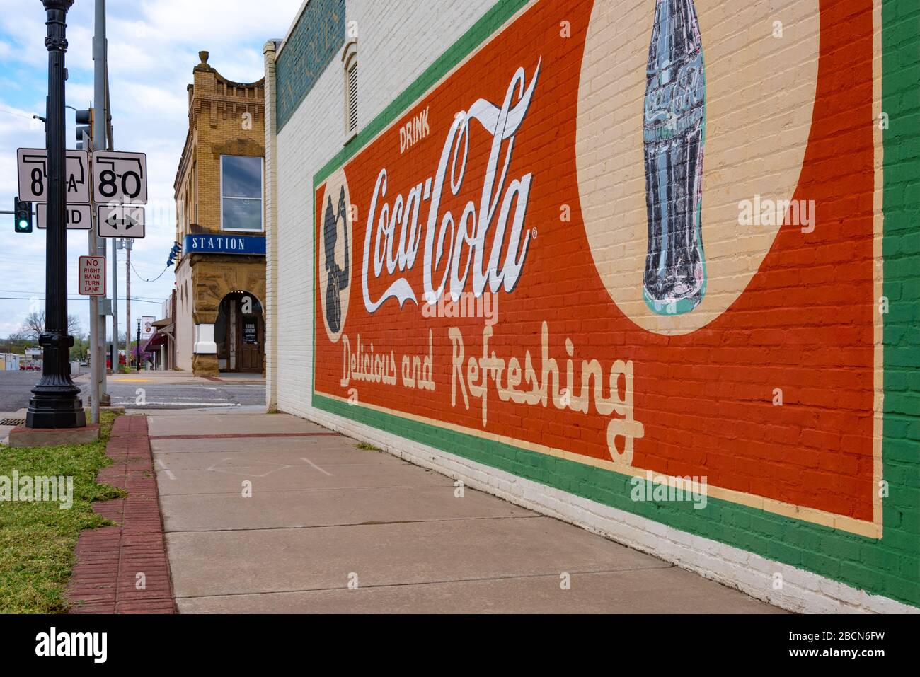 Vintage Coca-Cola mural in historic downtown Fort Gibson, Oklahoma, the oldest town in Oklahoma. (USA) Stock Photo