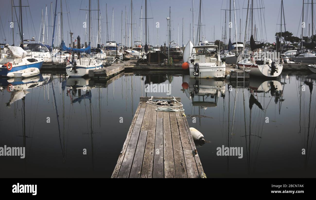 Silence and solitude in a peaceful harbor marina in Victoria BC Canada Stock Photo