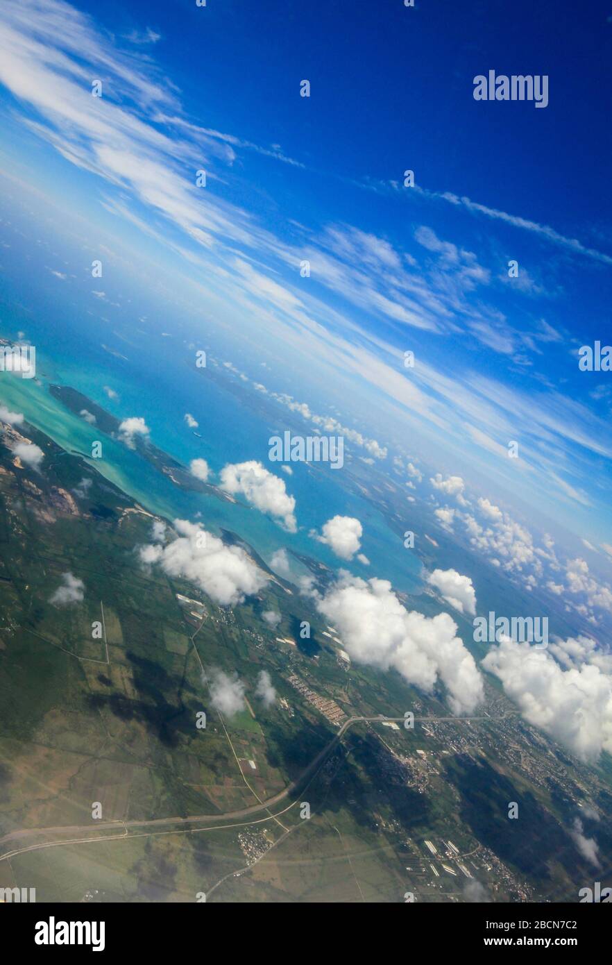 View from plane over Jamaica Stock Photo