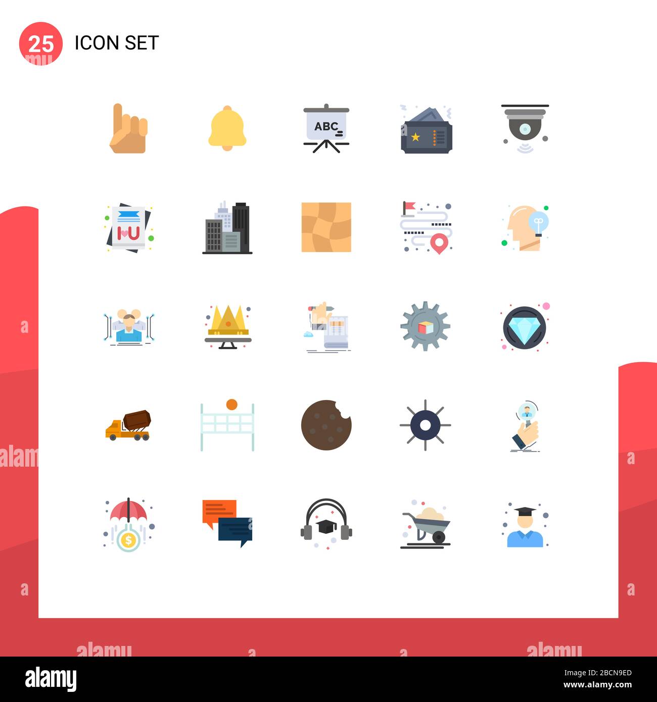 User Interface Pack Of 25 Basic Flat Colors Of Internet Movie Bag Cinema Pass Editable Vector Design Elements Stock Vector Image Art Alamy