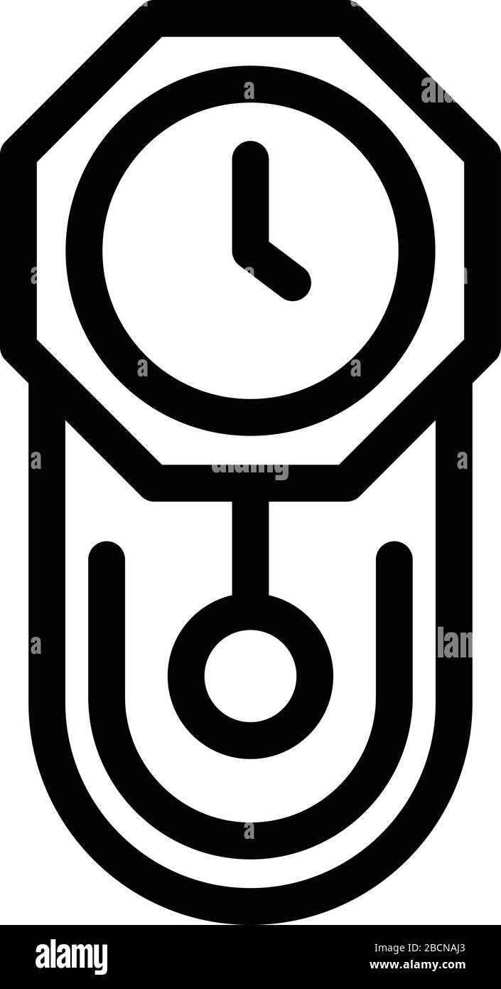 Chalet pendulum clock icon, outline style Stock Vector