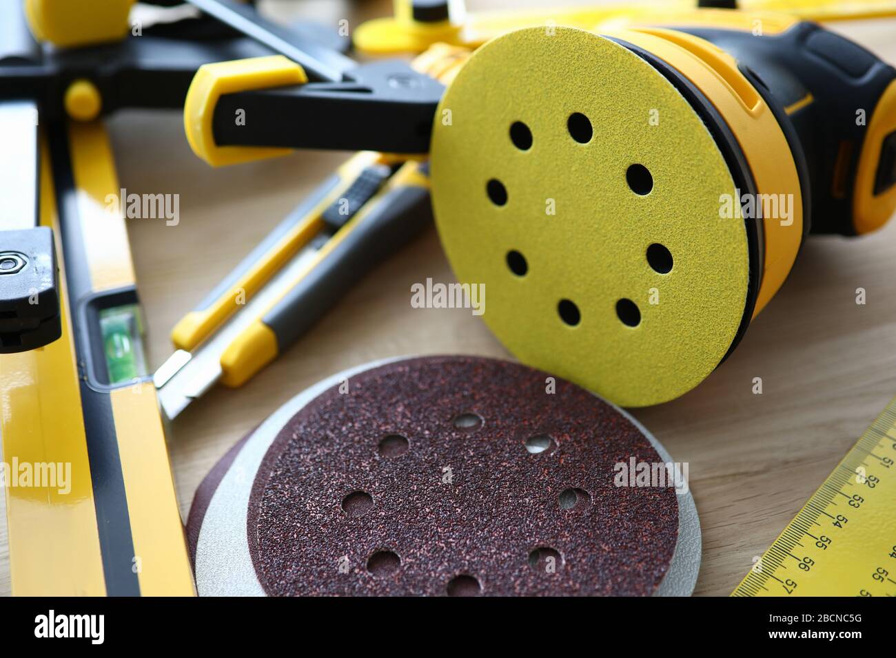 Ruler and stuff on desk Stock Photo - Alamy