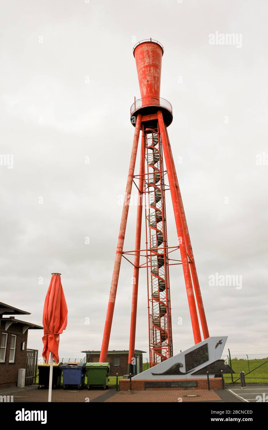 Oberfeuer Preußeneck Lighthouse on the coast of Butjardingen in Lower Saxony, Germany. Stock Photo