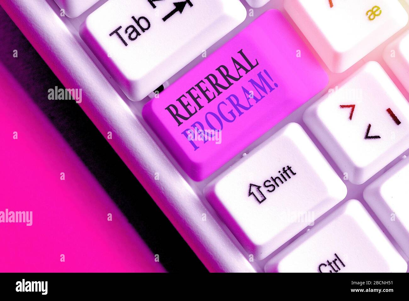 Text sign showing Referral Program. Business photo text internal recruitment method employed by organizations Stock Photo
