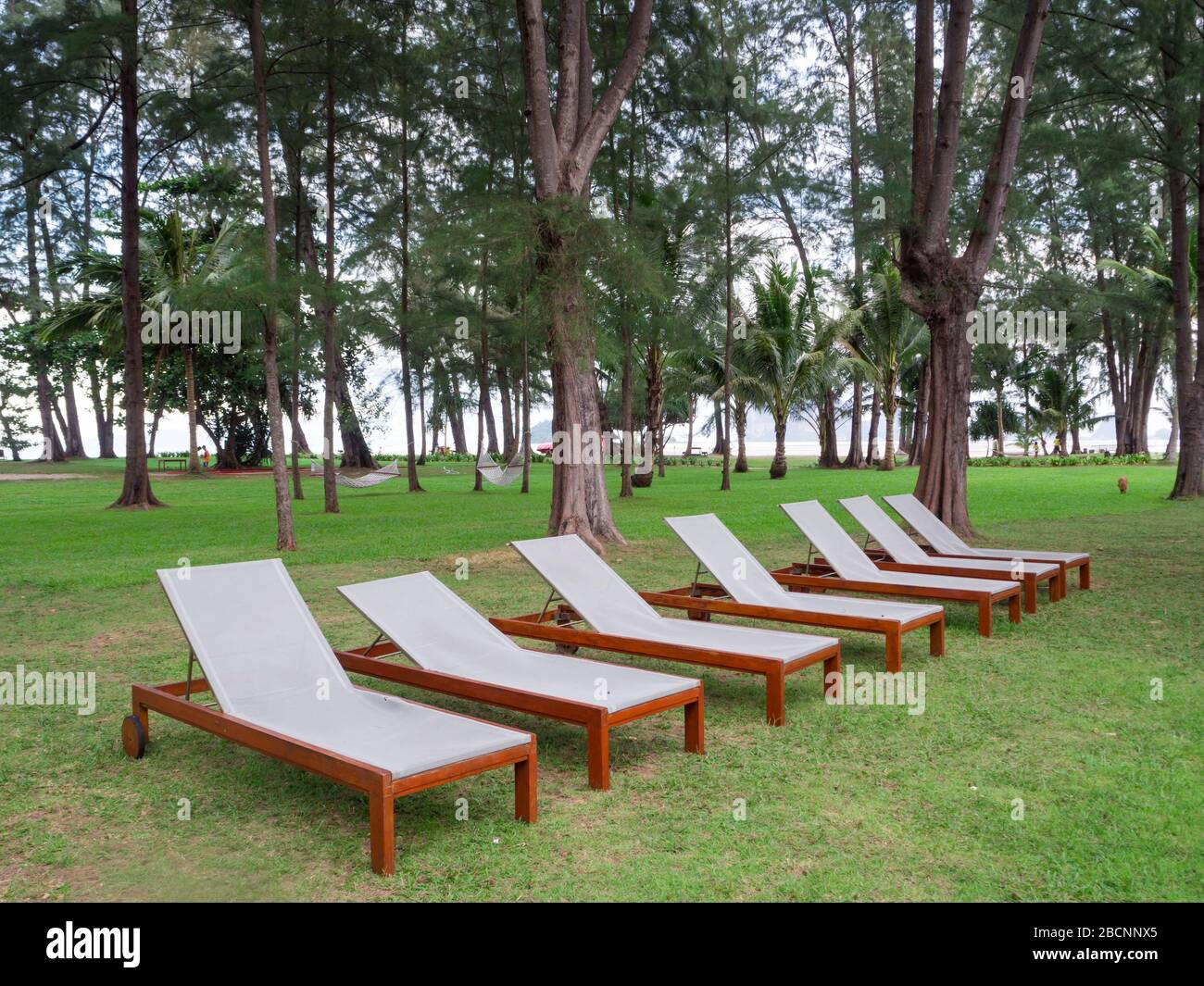 White cradle in the green lawn Stock Photo Alamy
