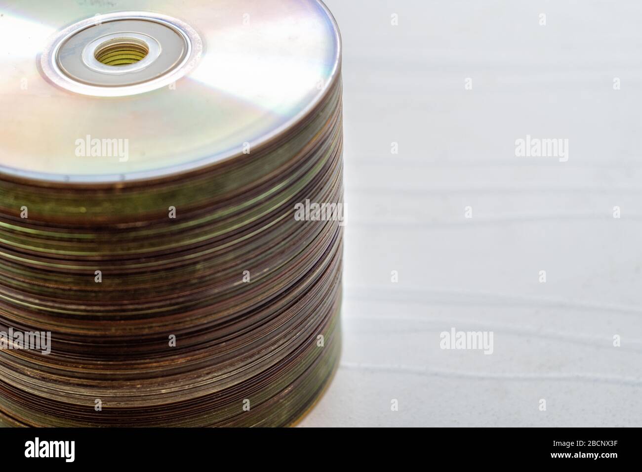 Lot of old compact discs stacked with a copy space Stock Photo Alamy