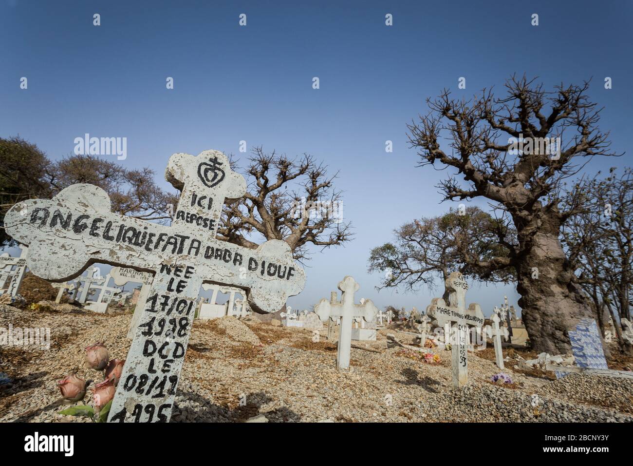 Christian cemetery in Joal-Fadiouth in Senegal Stock Photo