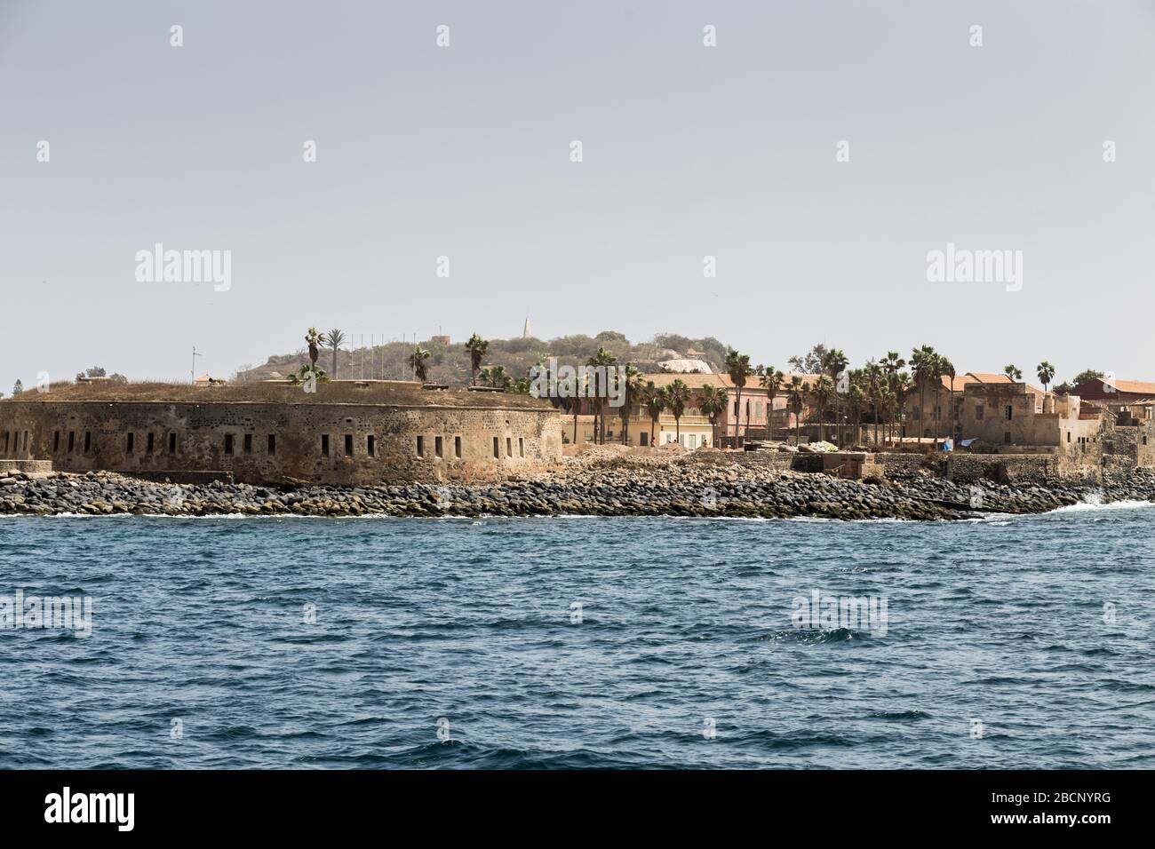 The view on Gorée Island, Senegal from a boat Stock Photo
