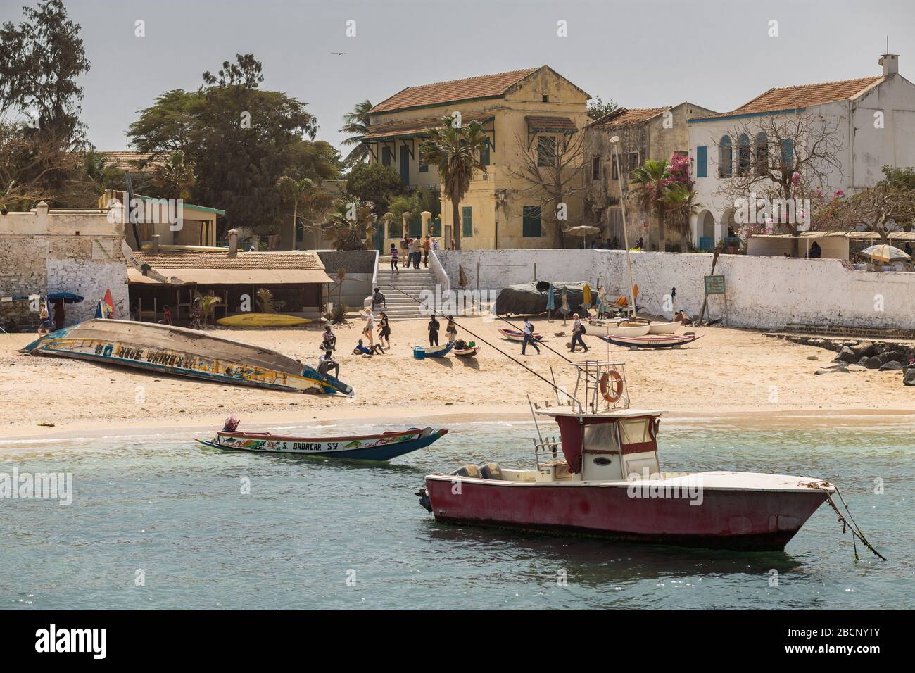 Fishing boats in the beach of Gorée, Senegal Stock Photo