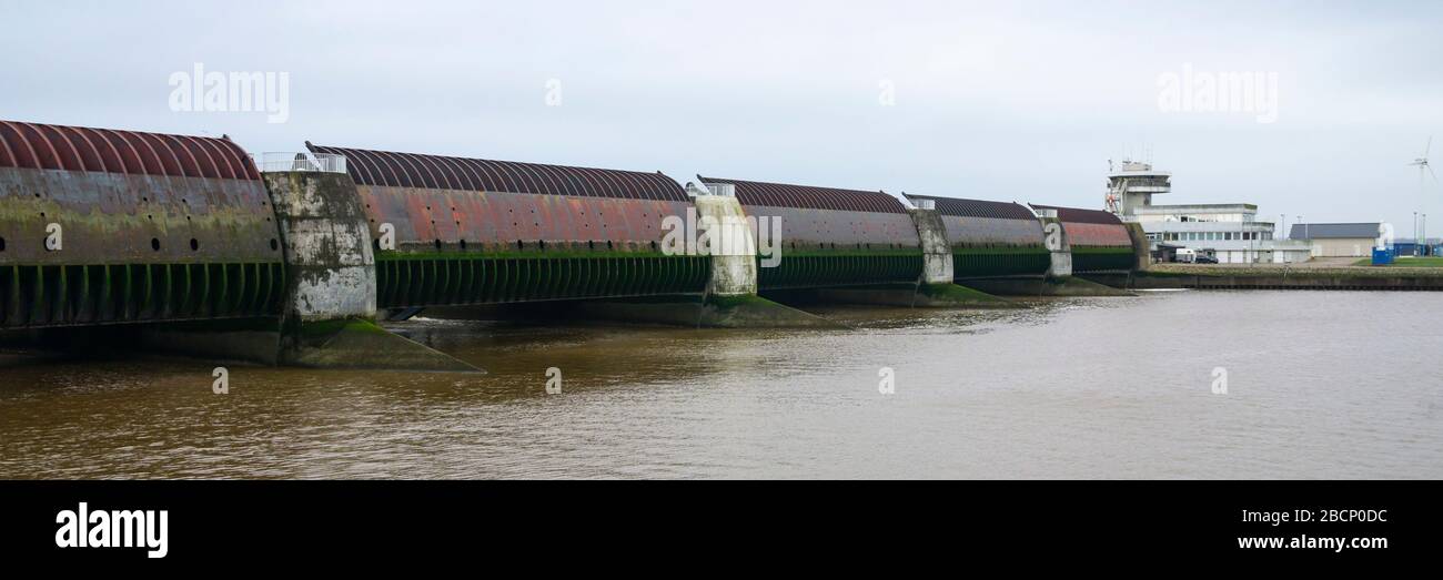 Eider flood barrage, Tönning, Dithmarschen, Schleswig-Holstein, Germany, Europe Stock Photo