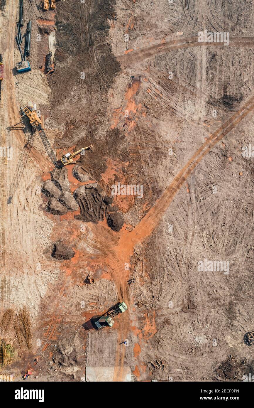 Aerial view of a construction site Stock Photo