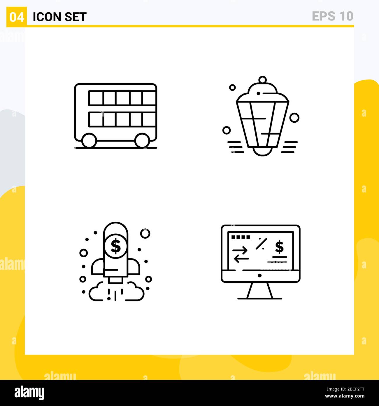 4 Line concept for Websites Mobile and Apps bus, decoration, london, lamp, business Editable Vector Design Elements Stock Vector