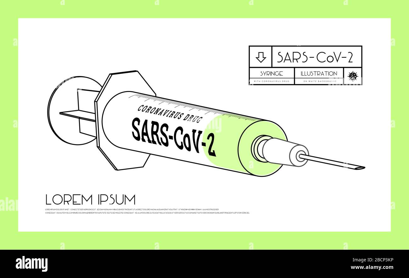 Syringe with coronavirus drug. SARS-CoV-2, covid-2019. Vector 3d illustration Stock Vector