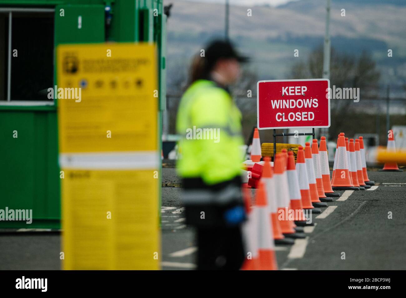 Corona Virus testing centre at Glasgow Airport, Glasgow. Stock Photo
