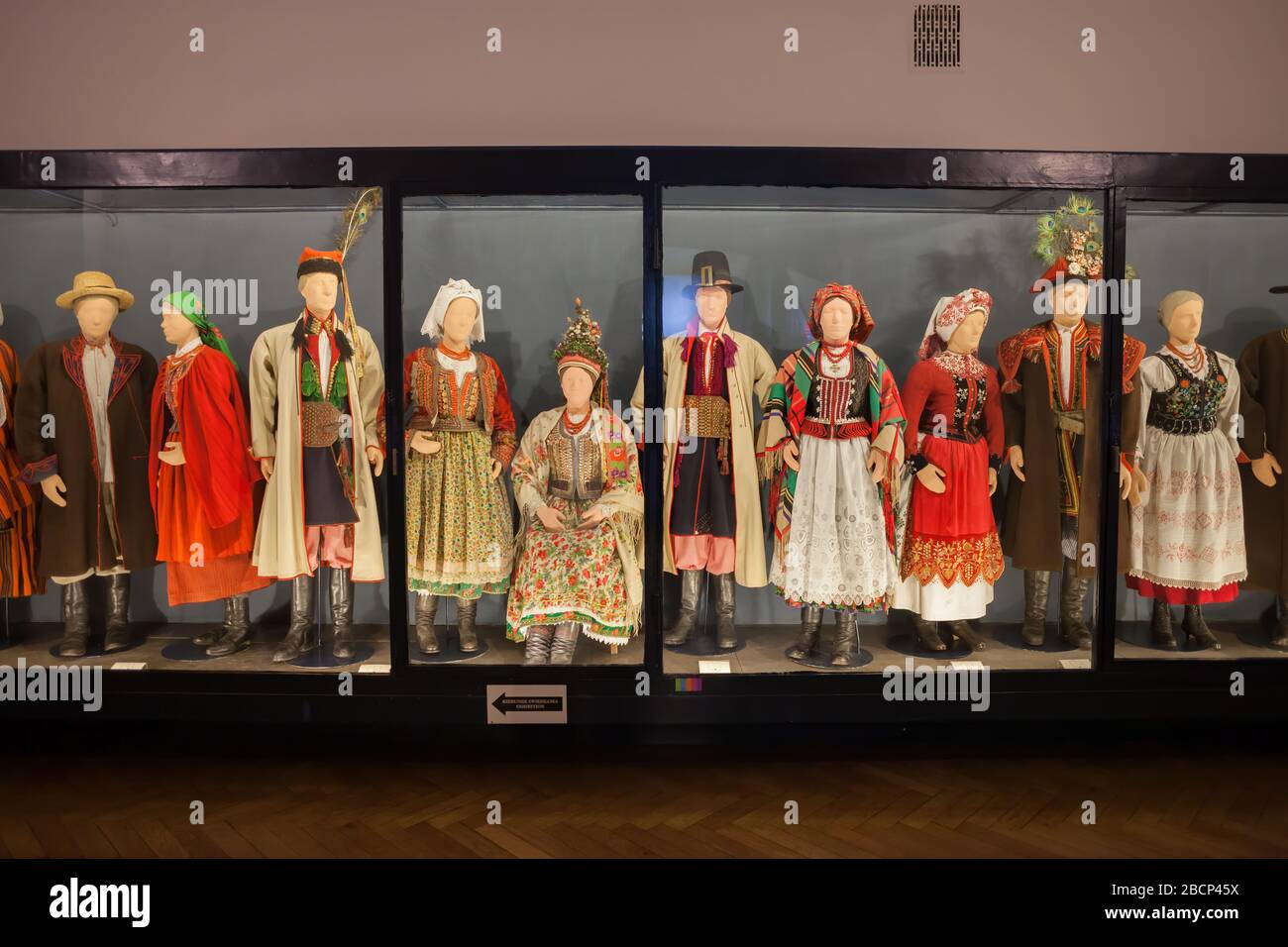 Traditional Polish folk clothes from different regions of Poland, Ethnographic Museum in Krakow, Poland, permanent exhibition Stock Photo