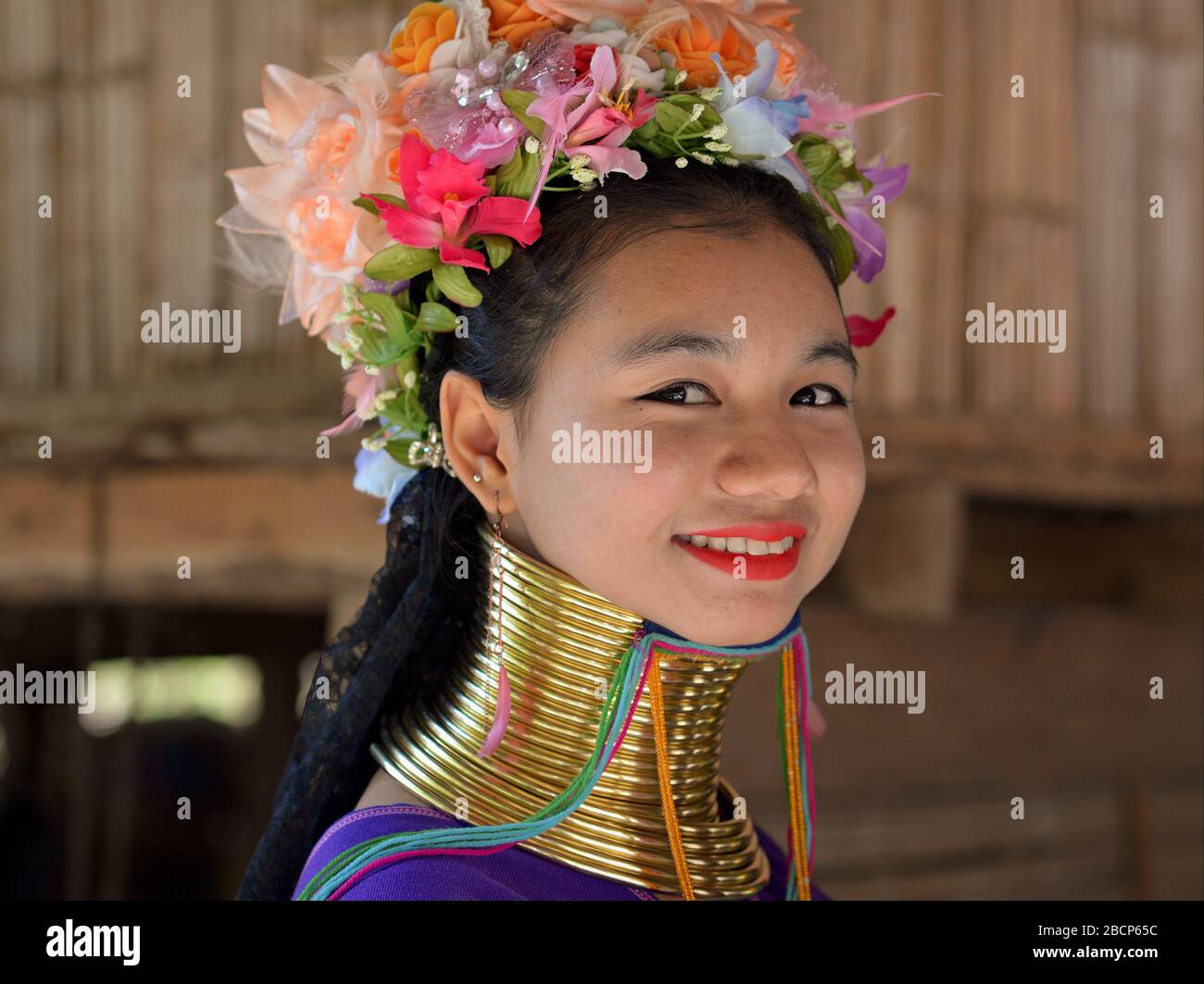 Pretty Thai/Burmese longneck Kayan teenage girl (“giraffe woman”) with