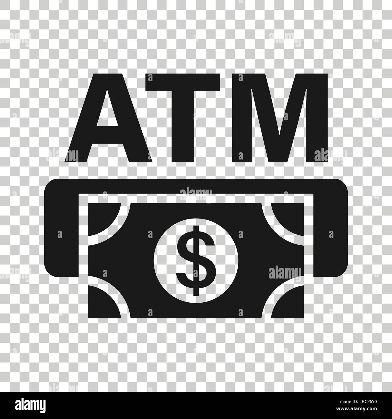 Money ATM icon in flat style. Exchange cash vector illustration on ...