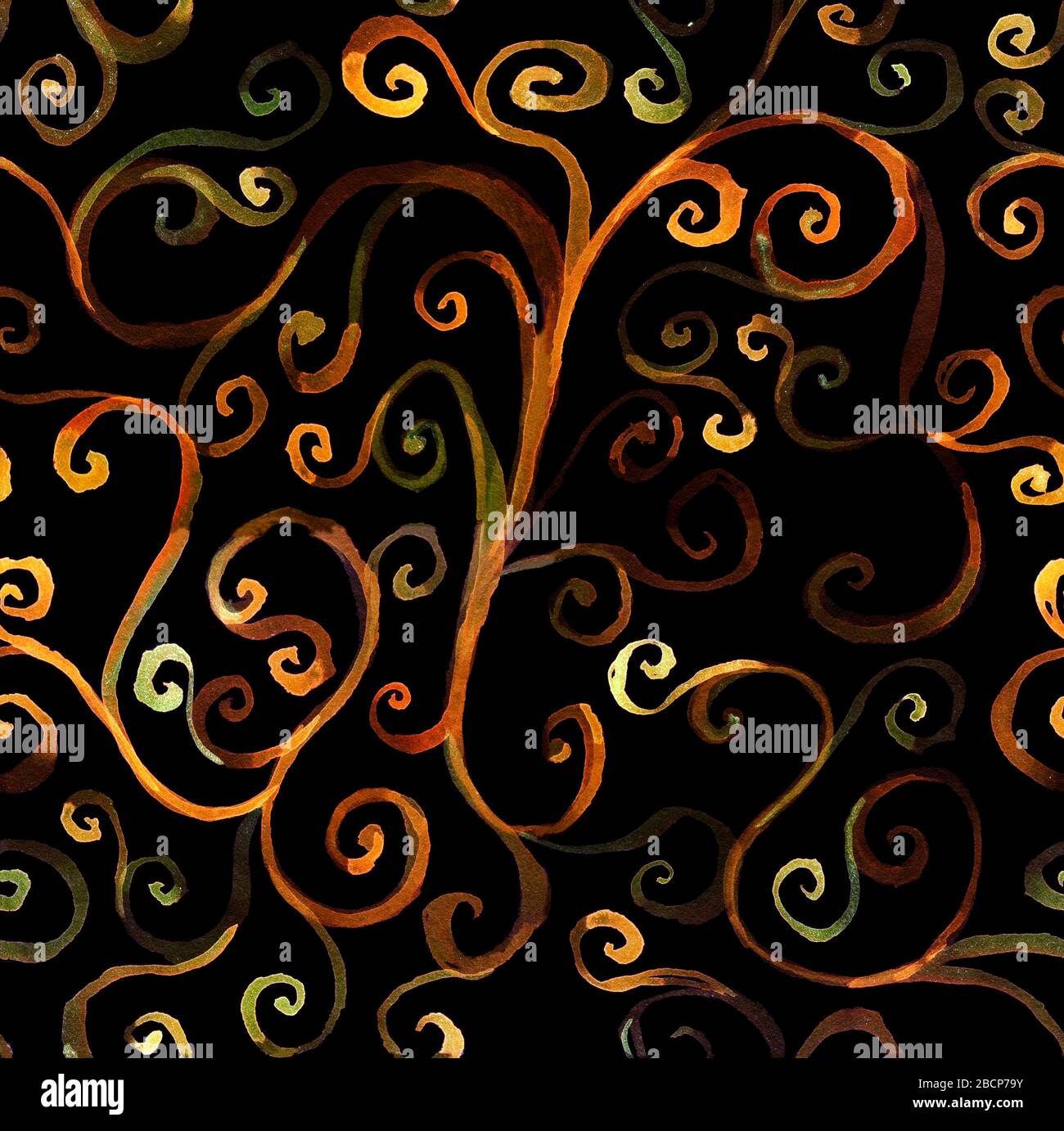 Colorful abstract Seamless pattern with hand drawn watercolor swirls on ...