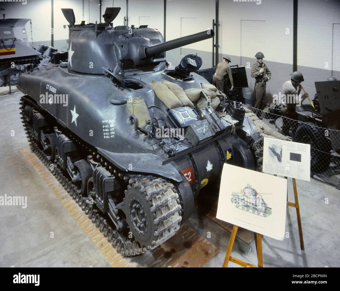 A Grizzly Sherman Tank on display at The D-Day Story (formerly the D-Day Museum), Southsea, Portsmouth, Hampshire, England, UK. Circa 1987 Stock Photo