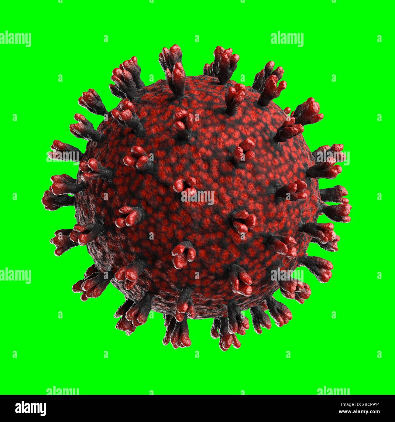 3D render bacteria virus,3d render microbe. Bacteria virus or germs microorganism cells under microscope.  Bacteria Isolated on green screen chroma ke Stock Photo