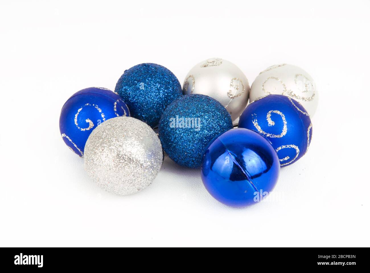 Blue and silver balls for the Christmas tree Stock Photo - Alamy
