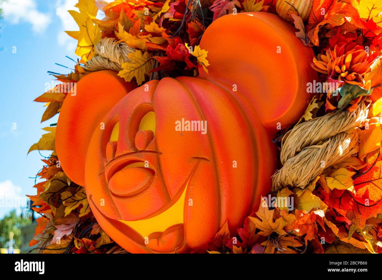 Mickey Mouse decoration for Mickey's Not So Scary Halloween Party at the Magic Kingdom theme park, Disney World Resort, Orlando, Florida Stock Photo