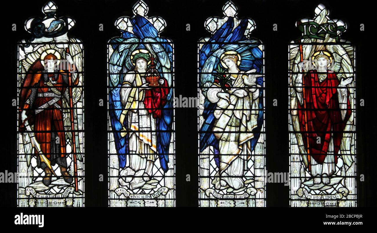 Four Archangels Stained Glass Window Chester Cathedral Stock Photo