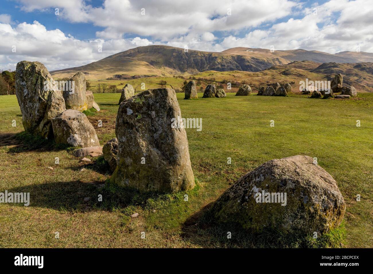 Castlerigg Stone Circle Keswick looking towards Clough Head Stock Photo ...