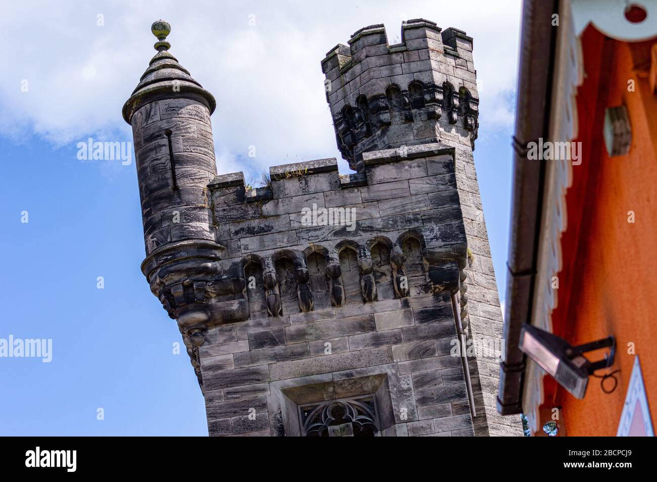 The towers at Alton Towers Resort, UK Stock Photo