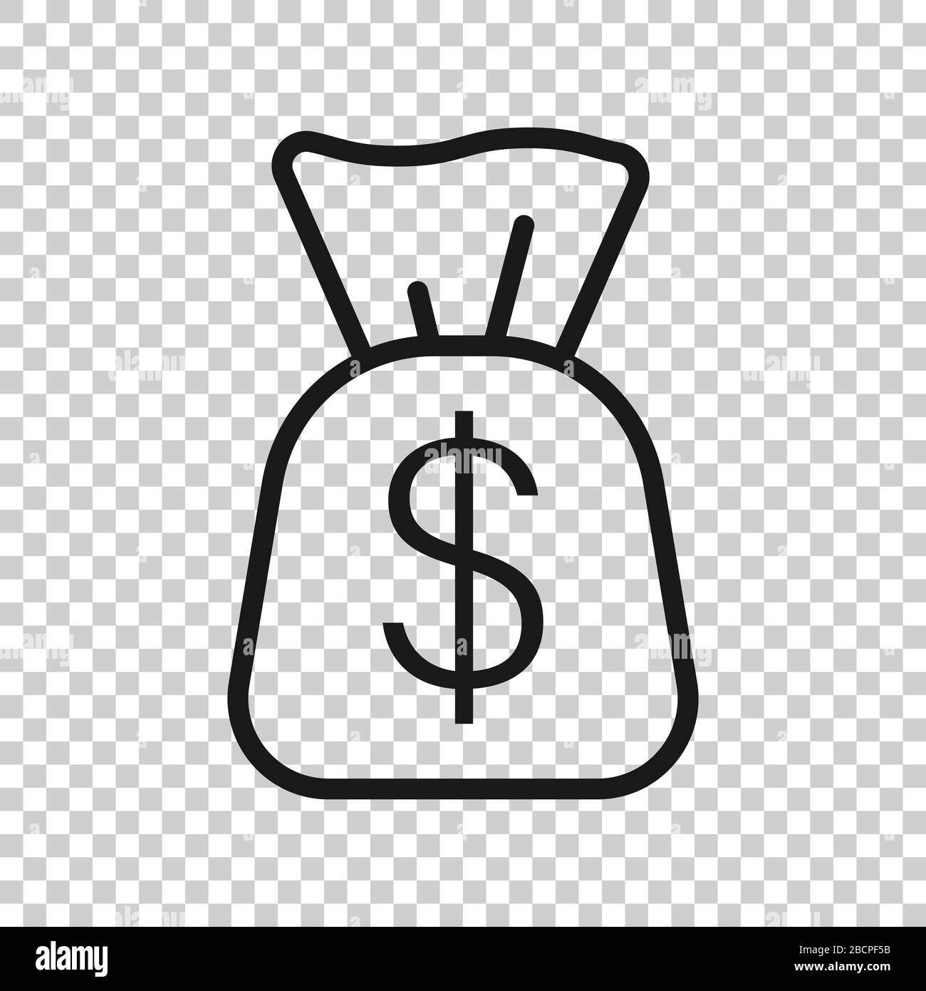 Money bag icon in flat style. Moneybag with dollar vector illustration ...